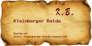 Kleinberger Balda névjegykártya